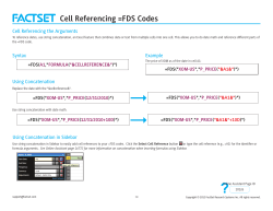 Cell Referencing =FDS Codes