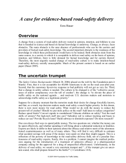 A case for evidence-based road-safety delivery