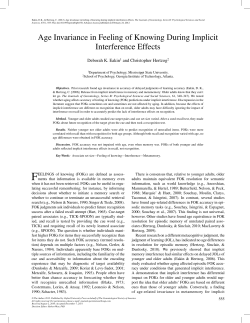 Age Invariance in Feeling of Knowing During