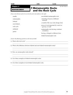 Metamorphic Rocks and the Rock Cycle
