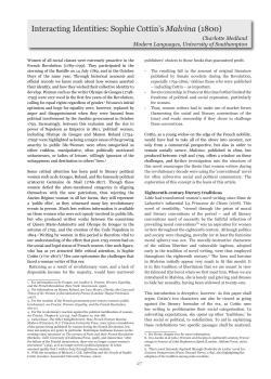 Interacting Identities: Sophie Cottin`s Malvina (1800)