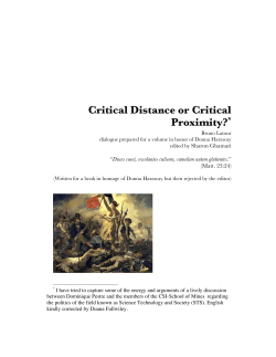 Critical Distance or Critical Proximity? - bruno