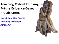 Teaching Critical Thinking to Future Evidence-Based