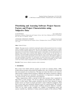 Prioritizing and Assessing Software Project Success Factors and