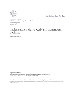 Implementation of the Speedy Trial Guarantee in Louisiana