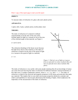 experiment 1 index of refraction laboratory