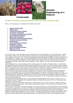 Genetic Engineering at a Historic Crossroads