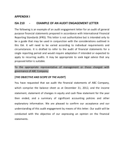 appendix i isa 210 - example of an audit