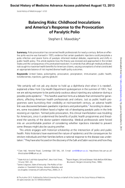 Balancing Risks: Childhood Inoculations and America`s Response