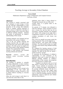 Teaching Average to Secondary School Students Abstract