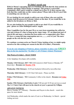 St John`s needs you - St John the Apostle Whetstone