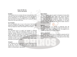 Rouse Hill JRLC Inc. Position Descriptions President The Presidents