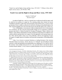 Tench Coxe and the Right to Keep and Bear