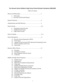 1 Table of Contents Mission and Philosophy