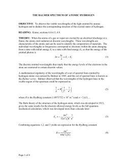 Balmer series - Department of Physics | Oregon State