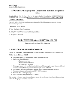 AP Language and Composition Summer Assignment 2016
