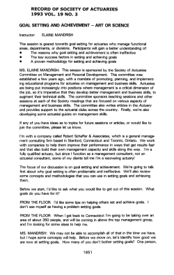 Goal Setting and Achievement -Art or Science