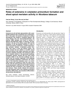 Roles of extensins in cotyledon primordium