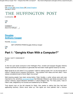 Douglas Anthony Cooper: Part 1: "Genghis Khan With