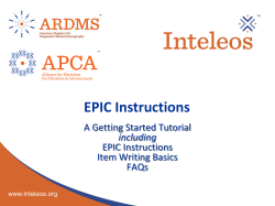 Instructions for Using EPIC