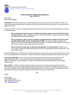 Drinking Water Week 2014 - The Metropolitan District