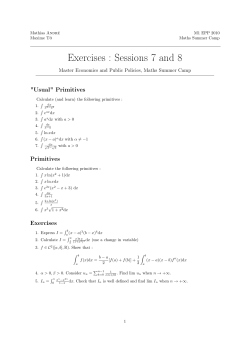 Exercises : Sessions 7 and 8