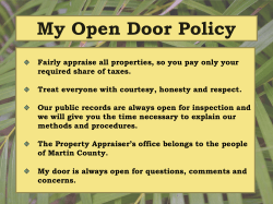 My Open Door Policy - Martin County Property Appraiser