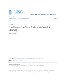 One Person, One Vote: A Mantra in Need of Meaning