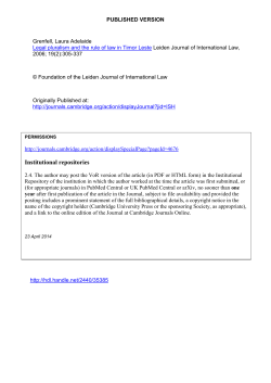 Legal Pluralism and the Rule of Law in Timor Leste