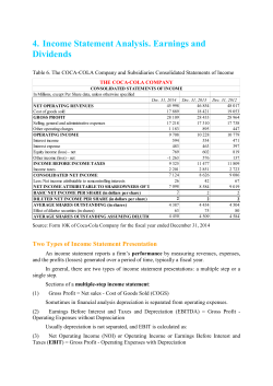 4. Income Statement Analysis. Earnings and Dividends