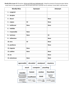 Wordly Wise Synonym Antonym