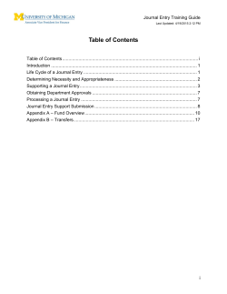 Journal Entry Training Guide - Shared Services Center