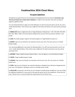 Foodmachine 2016 Cheat Menu