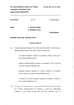 Unreported, Supreme Court of Tonga, CR 85,88,93