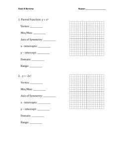 1. Parent Function: y = x2 Vertex: ______ Min/Max: ______ Axis of