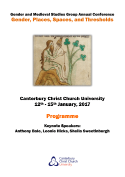 Programme - Gender and Medieval Studies