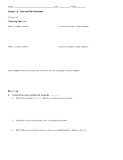 Lesson 16: Even and Odd Numbers Classwork