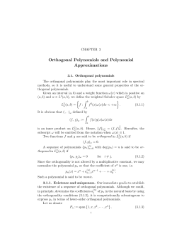Orthogonal Polynomials and Polynomial Approximations