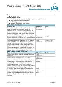 Meet ting Min nutes &ndash; &ndash; Thu 1 9 Janu uary 201 12