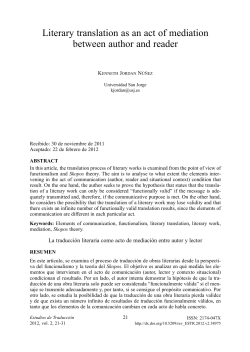 Literary translation as an act of mediation between author and reader