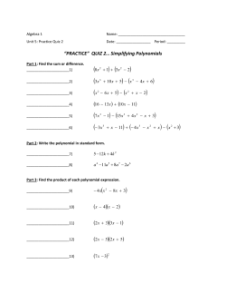 Practice - Quiz 2 - Simplifying Polynomials