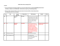 Seq Title Genre/ Run Time Release Date Plot Summary Actor(s