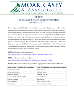 Update: House and Senate Budget Priorities