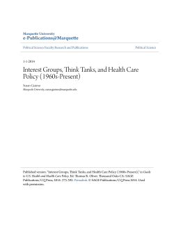 Interest Groups, Think Tanks, and Health Care Policy (1960s