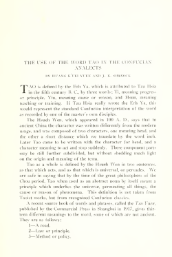 The Use of the Word Tao in the Confucian Analects.