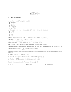 Math 121 Final Review 1 Pre