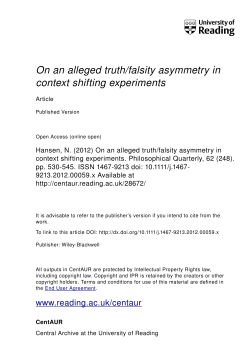 On an Alleged TruthFalsity Asymmetry in Context Shifting Experiments