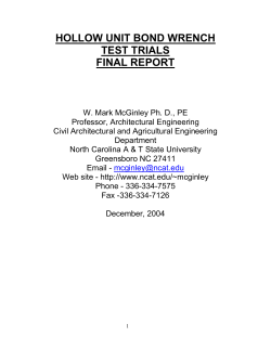 hollow unit bond wrench test trials final report
