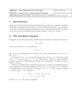 1 Introduction 2 The Indefinite Integral
