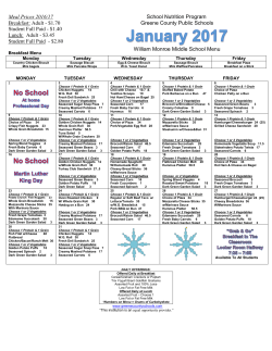 Meal Prices 2016/17 Breakfast: Adult